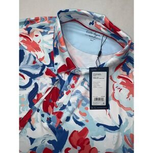 Walter Hagen Polo Shirt Mens 3XL Red Blue P11 Gouache Florals Golf Performance